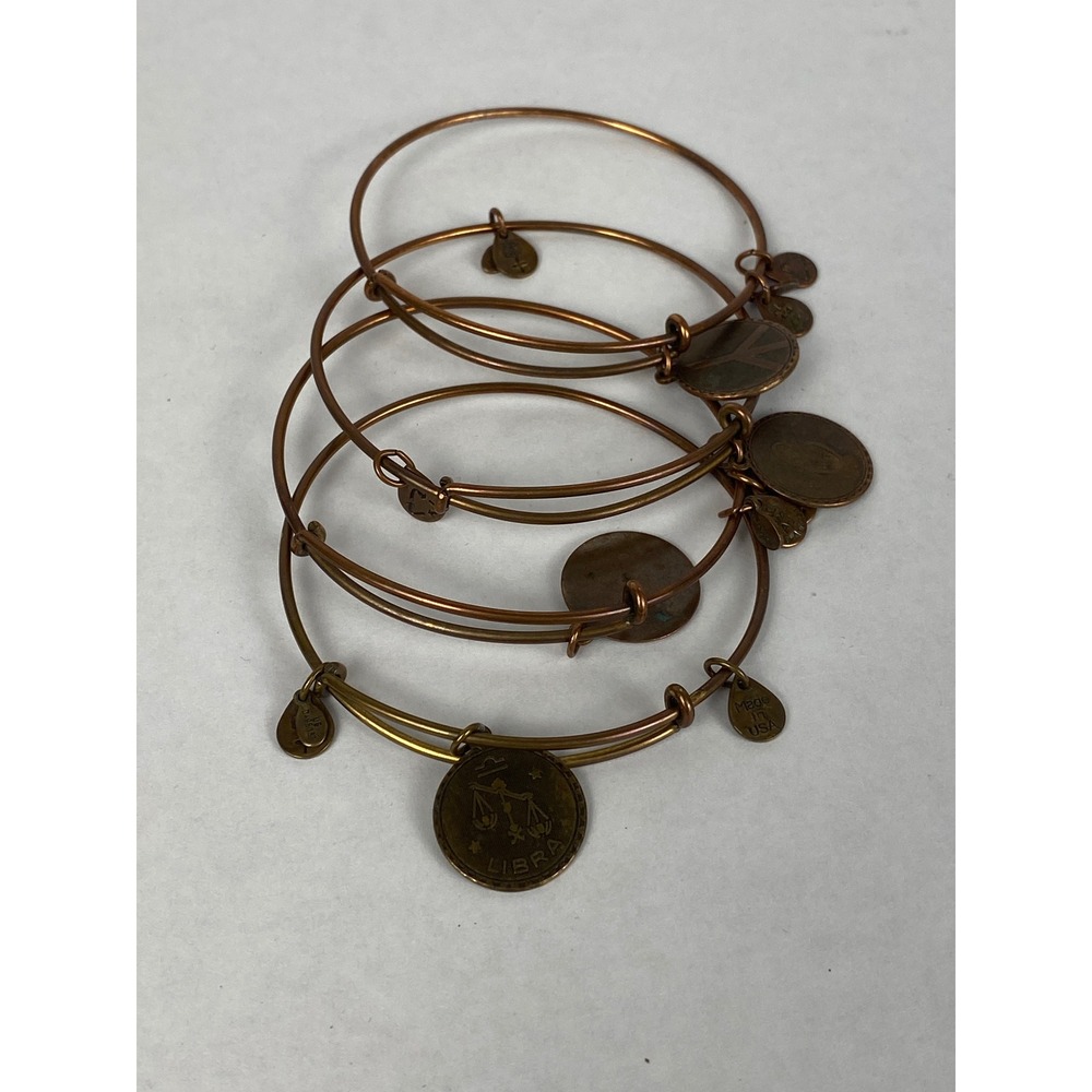 Alex and‎ Ani Libra Tree of Life Peace Initial C Copper Bangle Bracelet Set of 4